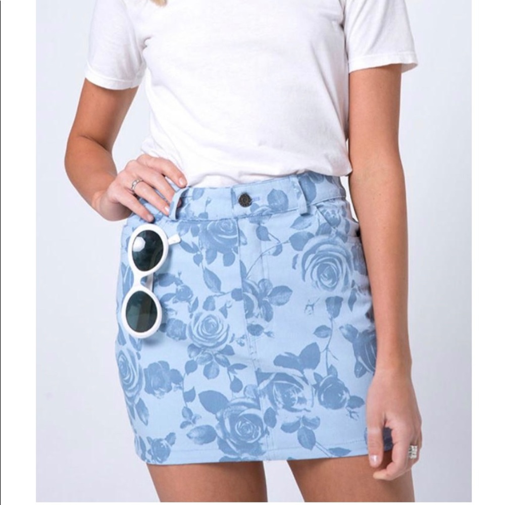 Motel Rocks Blue Rose Mini Skirt
